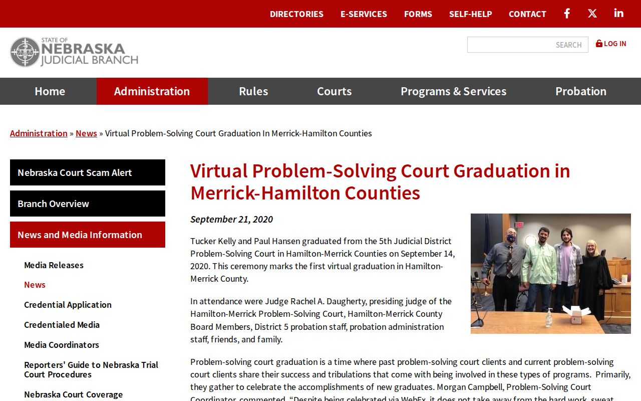 Merrick County court dates virtual court operations reference