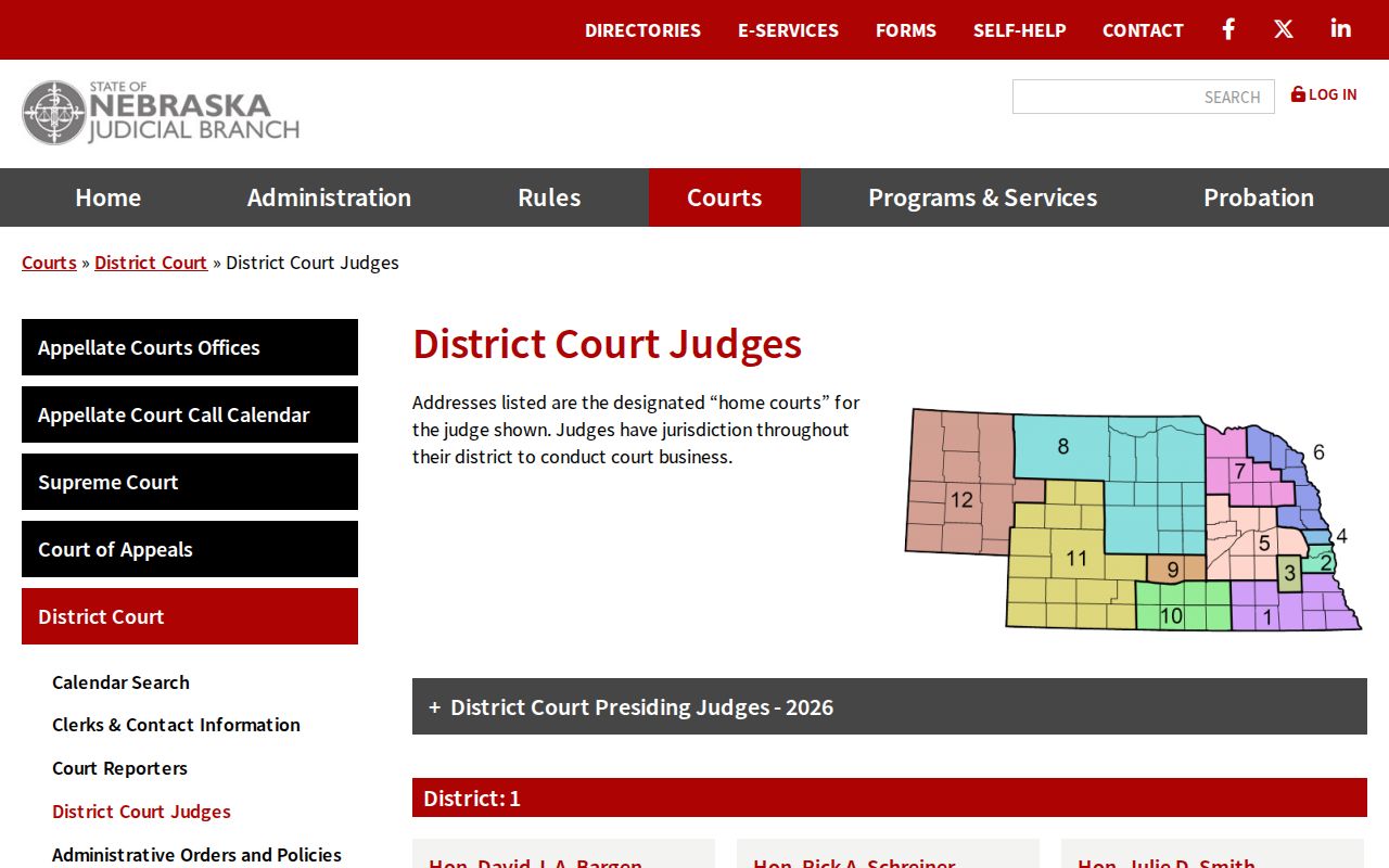 Merrick County court dates District Court judge reference