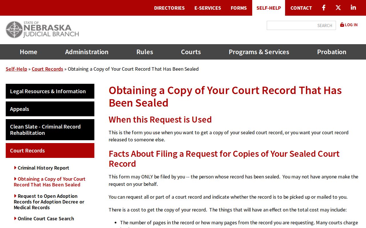 Merrick County criminal docket sealed-record copy guidance