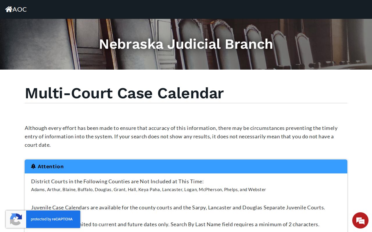 Merrick County court docket calendar search