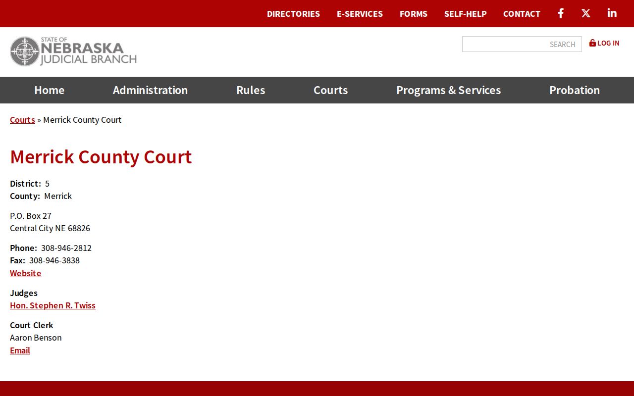 Merrick County court docket County Court information